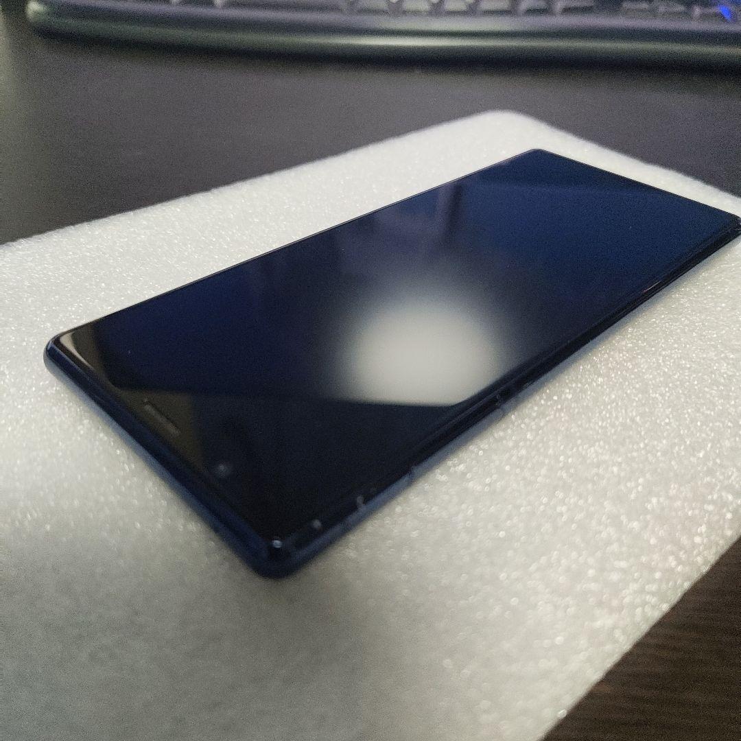 Xperia 5 SO-01M SIMフリー、ブルー Spigenケース付