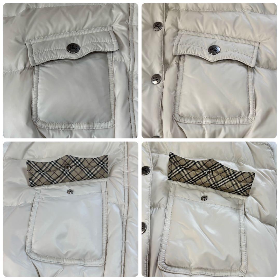 バーバリーロンドン ブルーレーベル　ファー付き　ホワイトベージュ　ノバチェックM