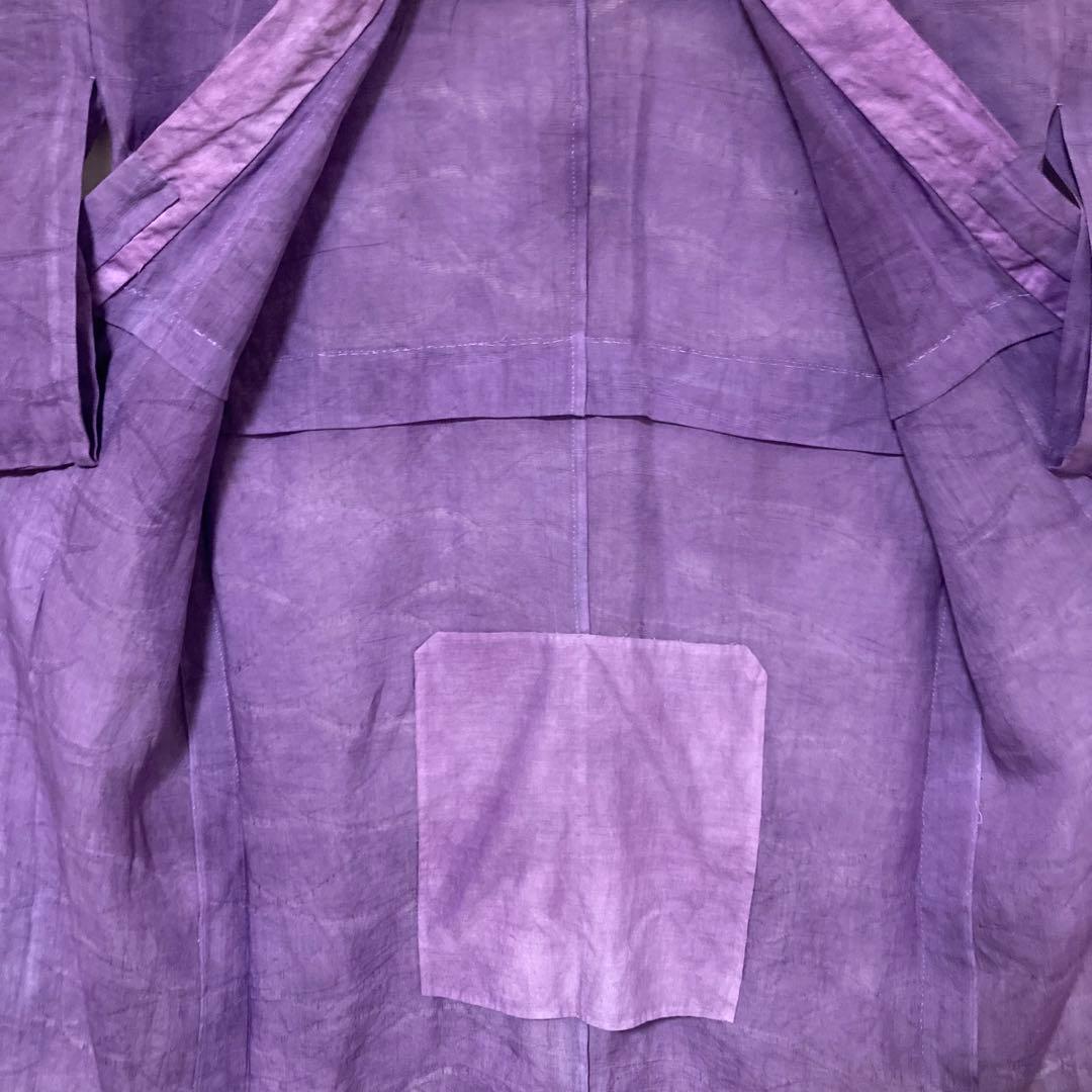 本麻　洗える長襦袢　カラー襦袢　桔梗色　芝草　リサイクル　管理tn