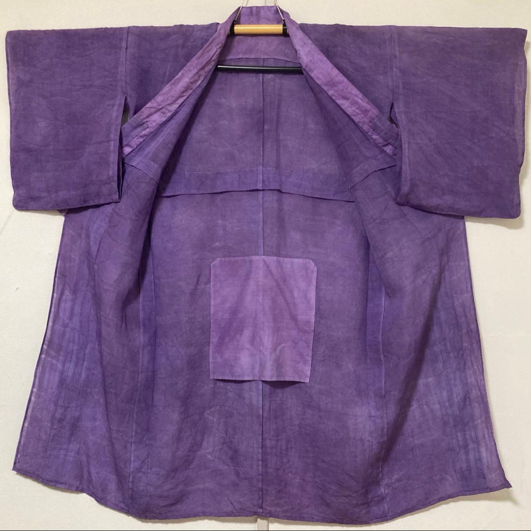 本麻　洗える長襦袢　カラー襦袢　桔梗色　芝草　リサイクル　管理tn