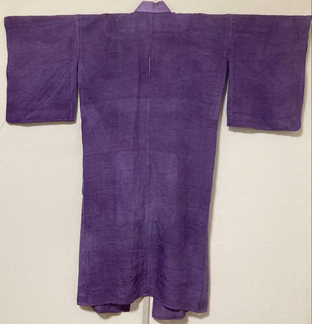 本麻　洗える長襦袢　カラー襦袢　桔梗色　芝草　リサイクル　管理tn