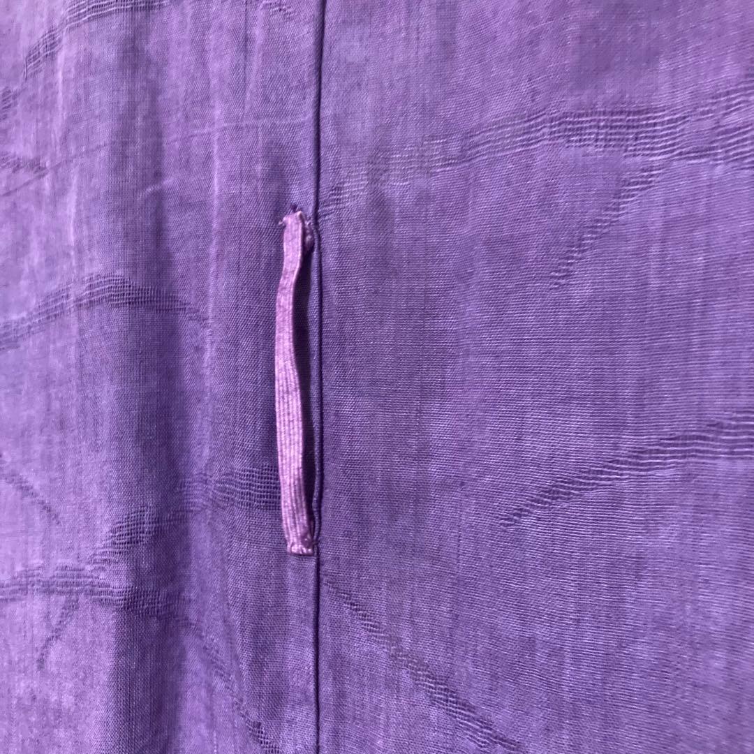 本麻　洗える長襦袢　カラー襦袢　桔梗色　芝草　リサイクル　管理tn