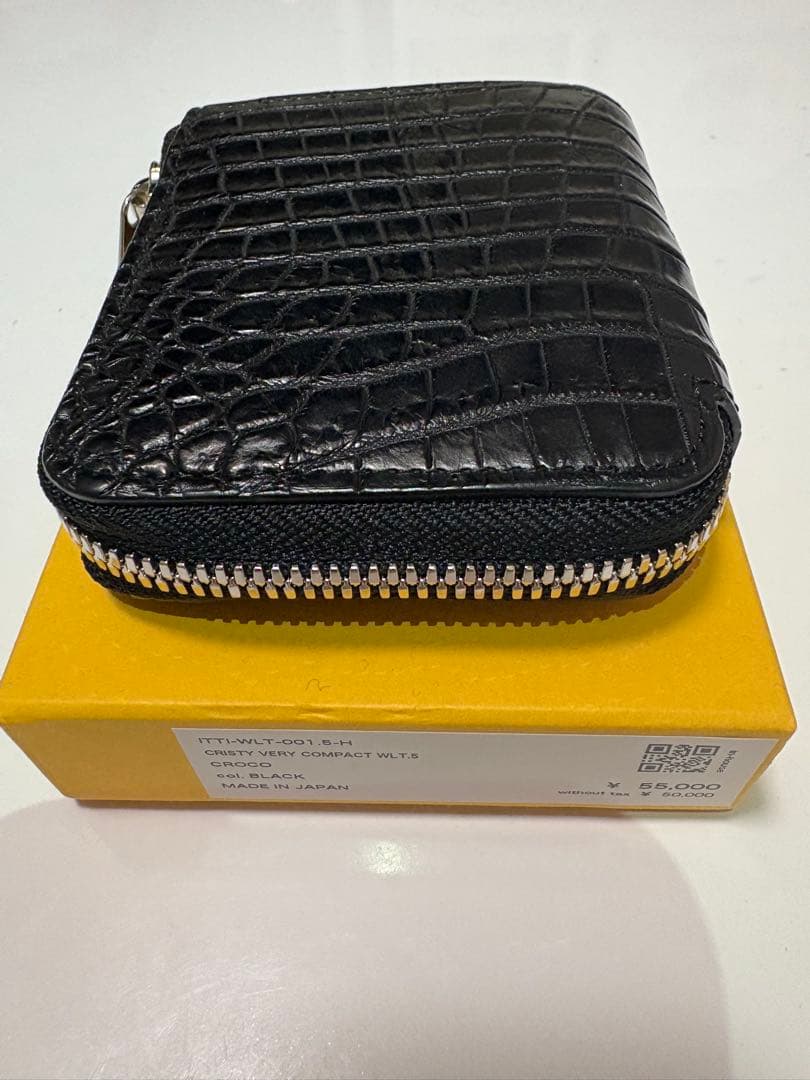 【マキー】ITTI クロコダイルブラック 二つ折り財布 箱付き