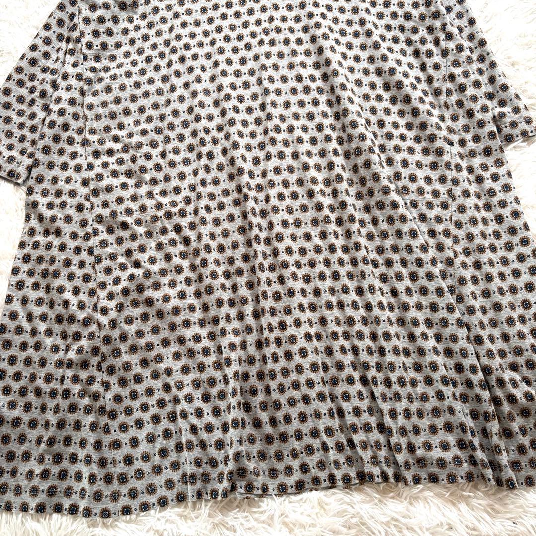 試着のみ✨45R スルジャプリントワンピース　ドット　小紋　0サイズ