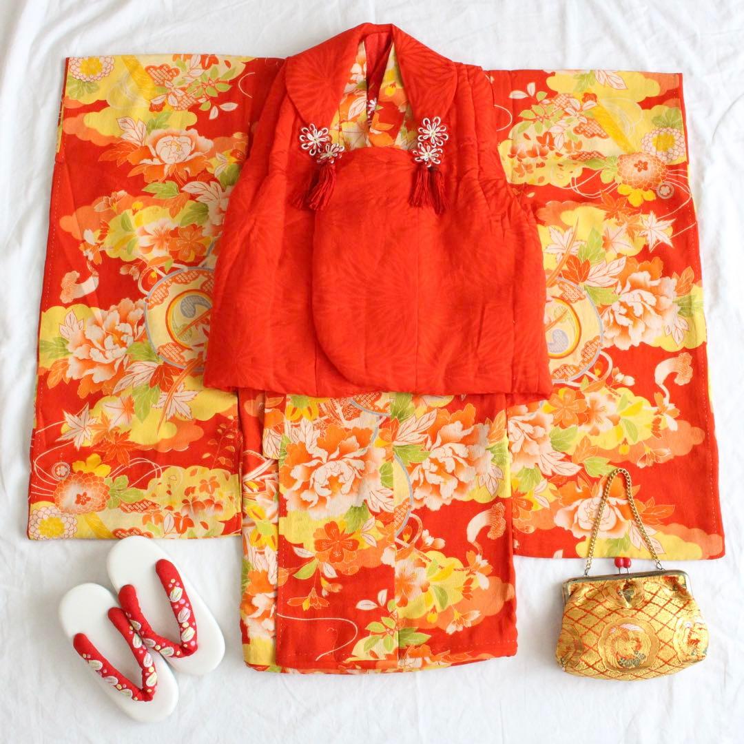 【専用】七五三 3歳 子供 女の子 アンティーク 正絹 着物 被布 セット