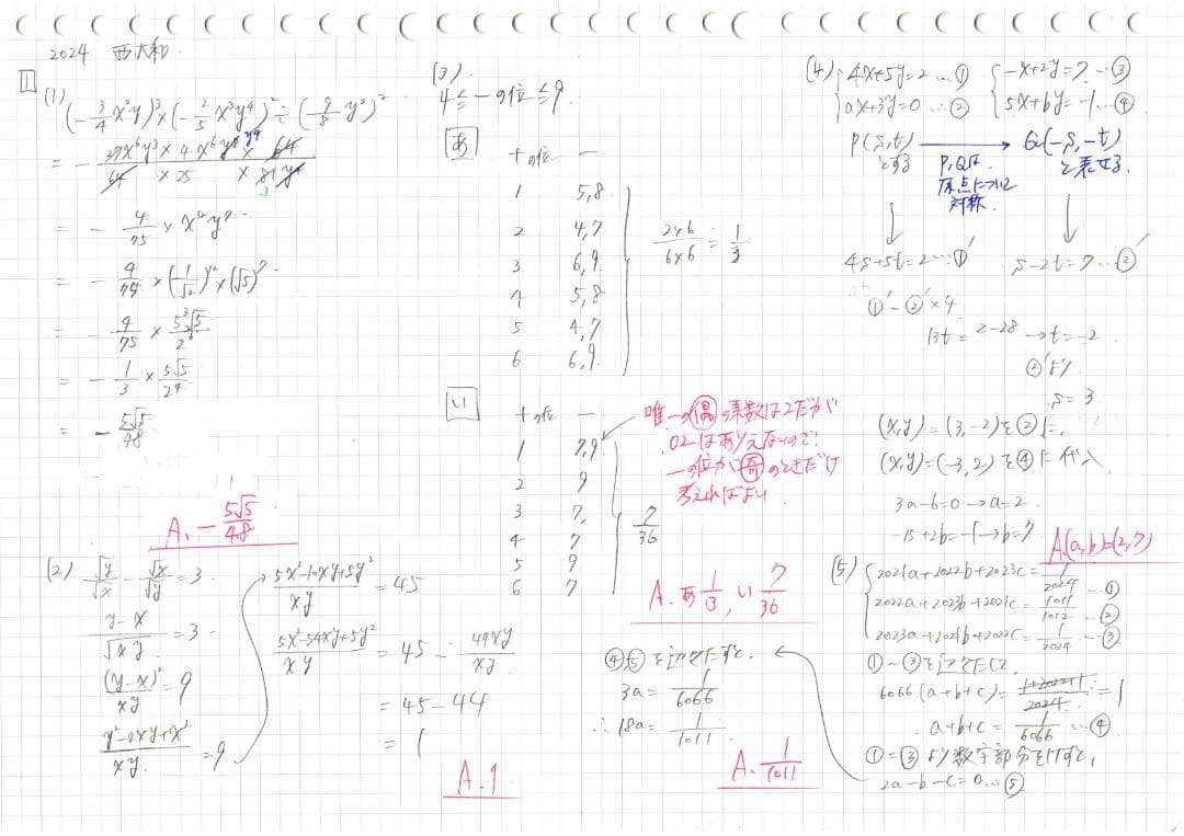 約3割引 塾講師オリジナル数学解説 西大和学園 高校入試 過去問 2008-25