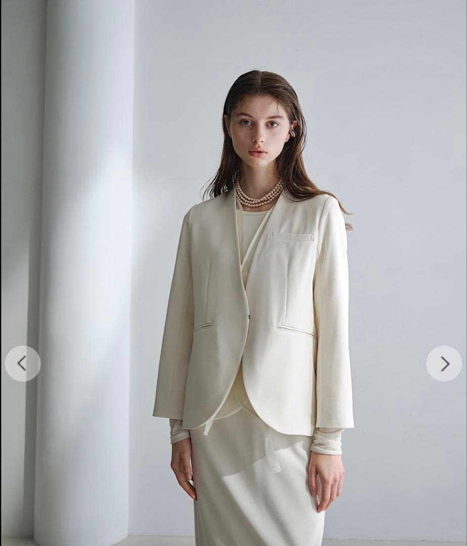 し*ん様 Aimeine エメイン　シアードッキングノーカラージャケット