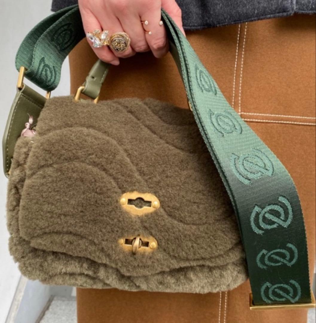 ZANELLATO オリーブグリーン ファー ショルダーバッグ