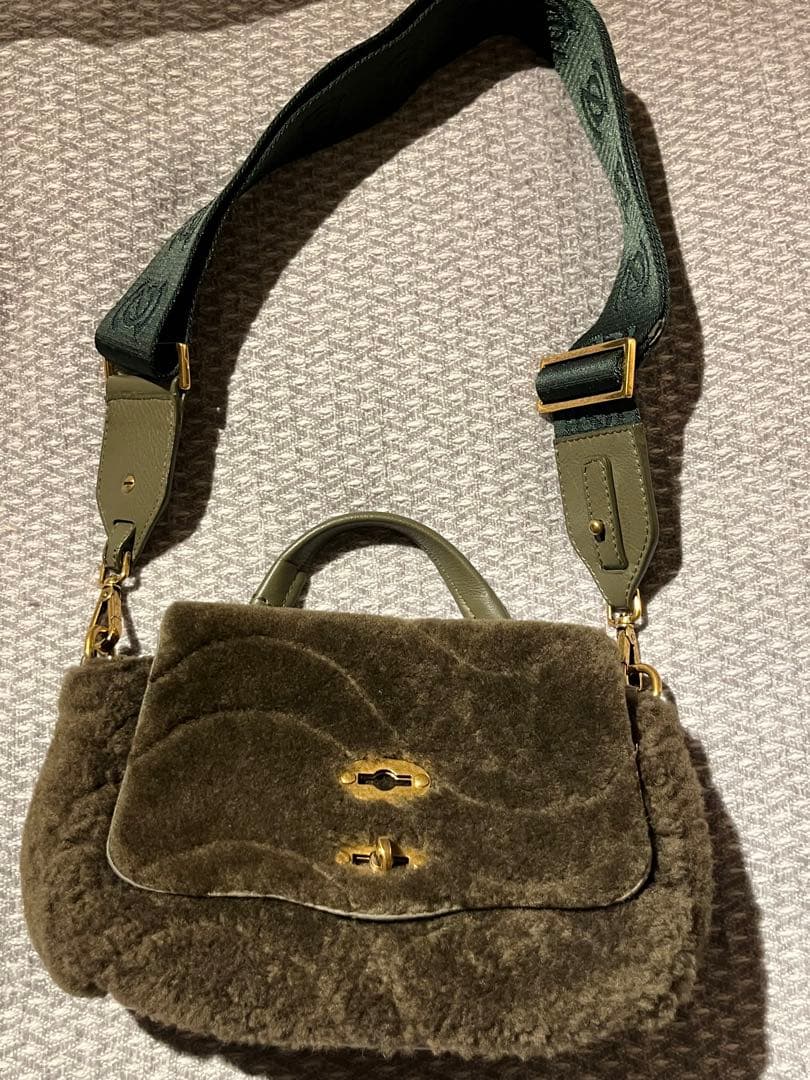 ZANELLATO オリーブグリーン ファー ショルダーバッグ