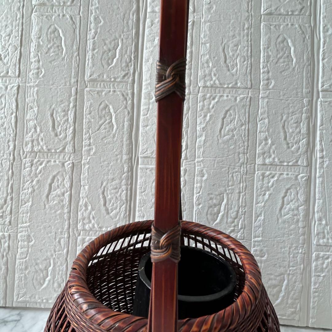 竹清　竹製花器 竹工芸 竹かご 在銘あり「竹清」