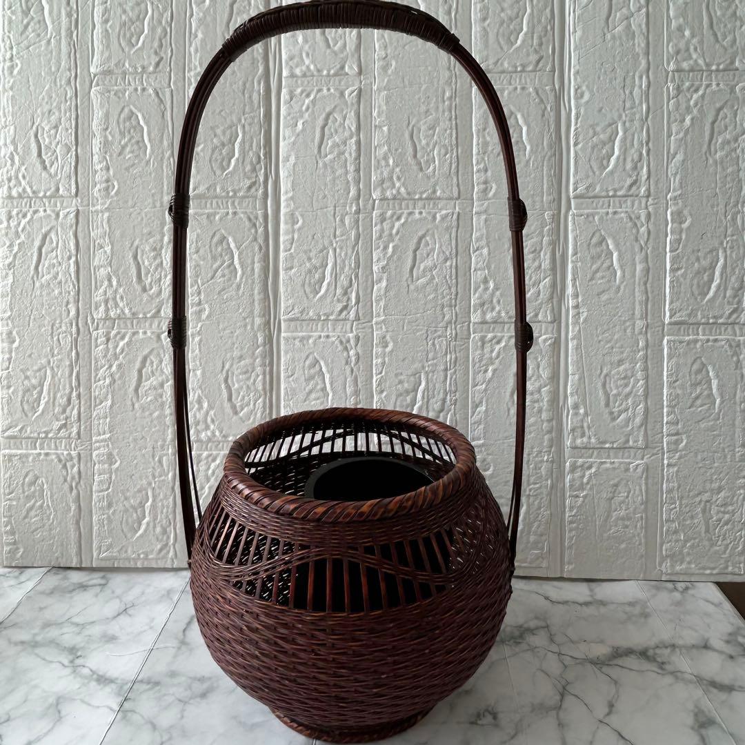 竹清　竹製花器 竹工芸 竹かご 在銘あり「竹清」