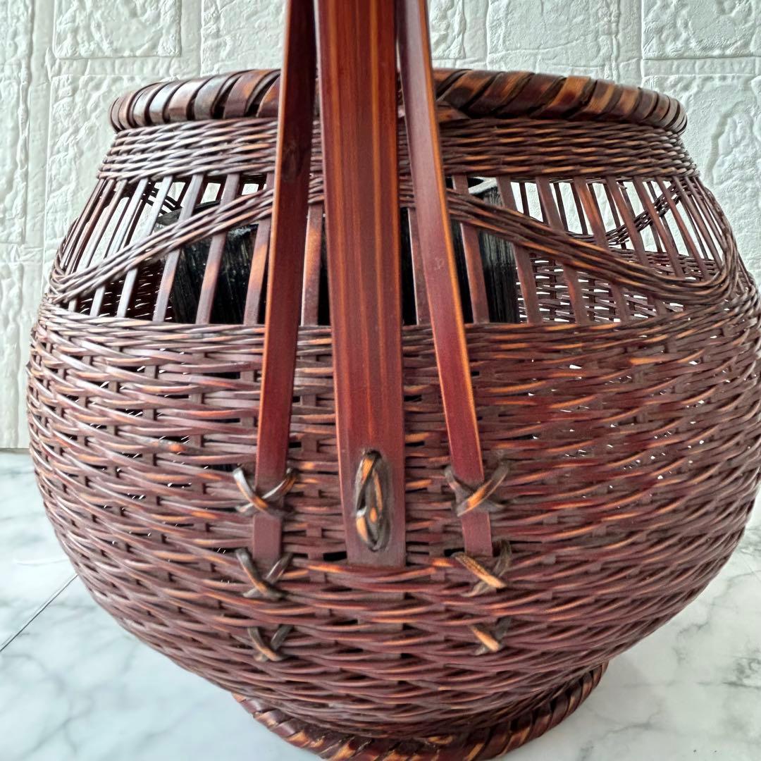 竹清　竹製花器 竹工芸 竹かご 在銘あり「竹清」