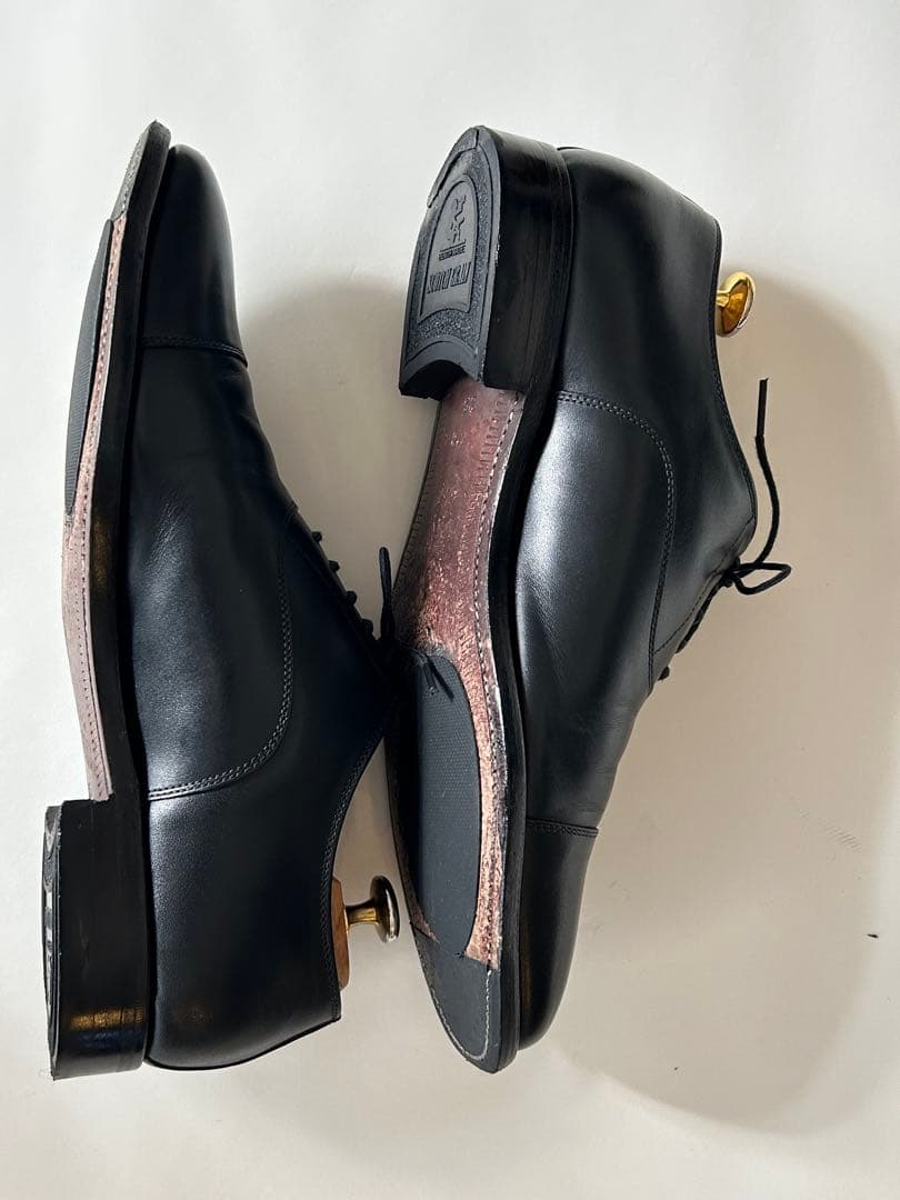 【美品】スコッチグレイン ストレートチップ 黒 25cm日本製 グッドイヤー製法