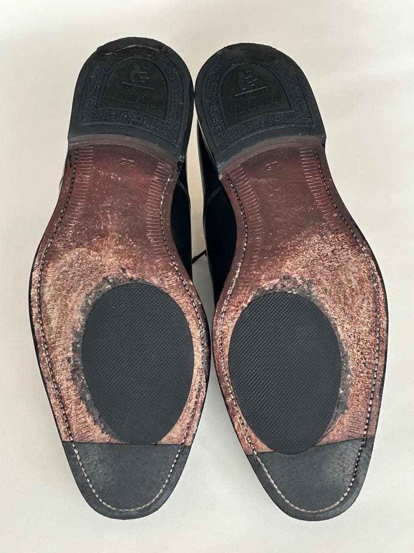 【美品】スコッチグレイン ストレートチップ 黒 25cm日本製 グッドイヤー製法