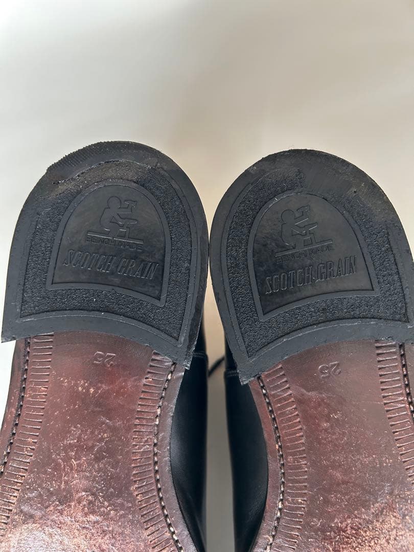 【美品】スコッチグレイン ストレートチップ 黒 25cm日本製 グッドイヤー製法