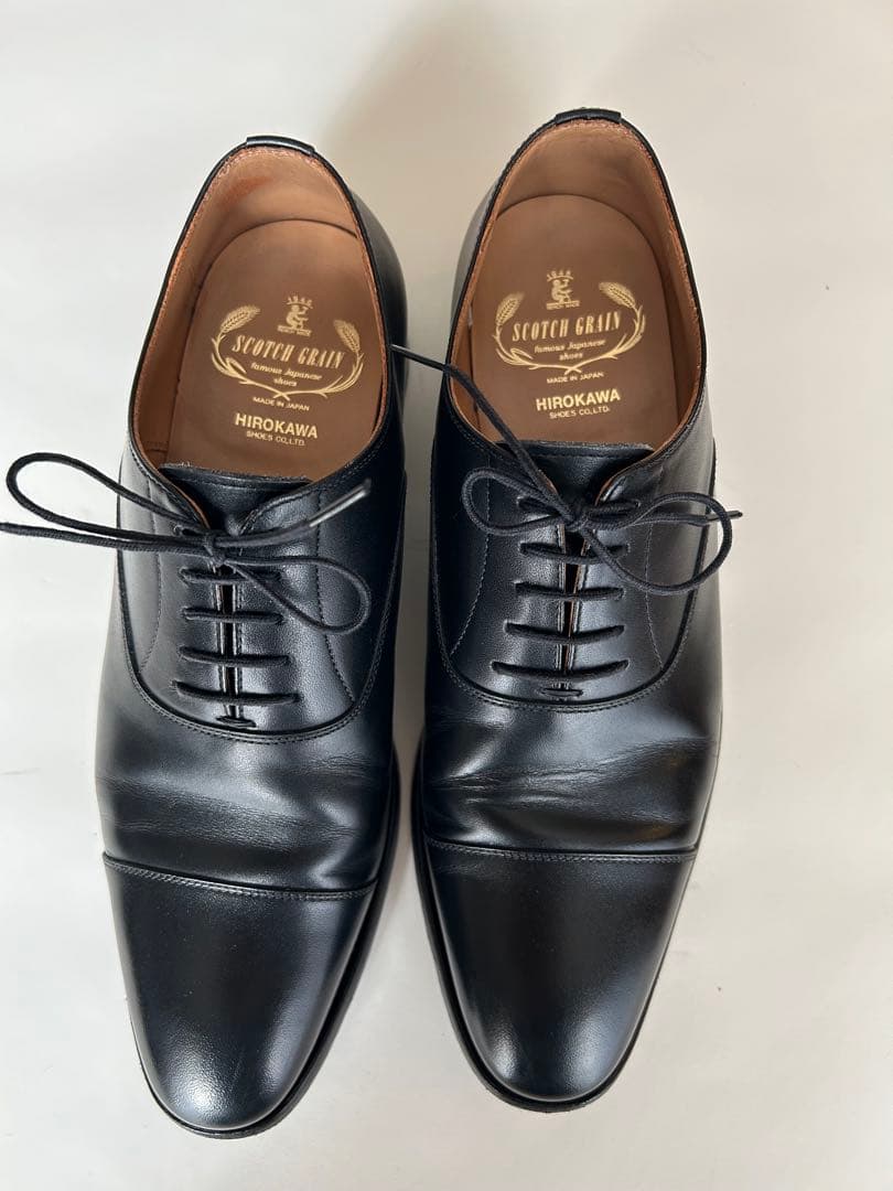 【美品】スコッチグレイン ストレートチップ 黒 25cm日本製 グッドイヤー製法