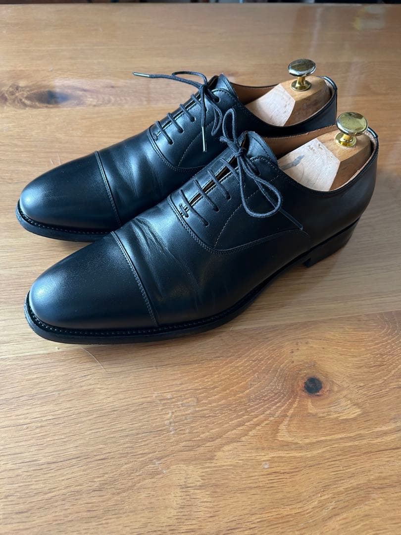 【美品】スコッチグレイン ストレートチップ 黒 25cm日本製 グッドイヤー製法