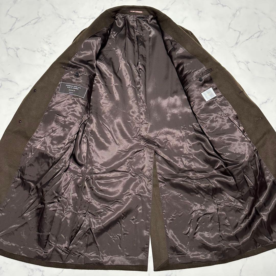 未使用級美品　エディフィス　カシミヤ混チェスターコート　茶色　スーパー140's