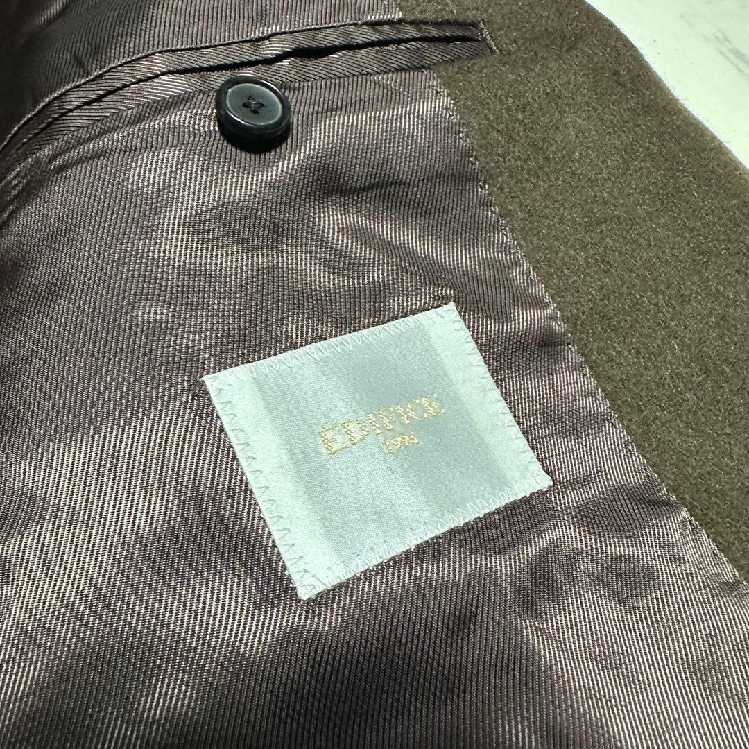 未使用級美品　エディフィス　カシミヤ混チェスターコート　茶色　スーパー140's