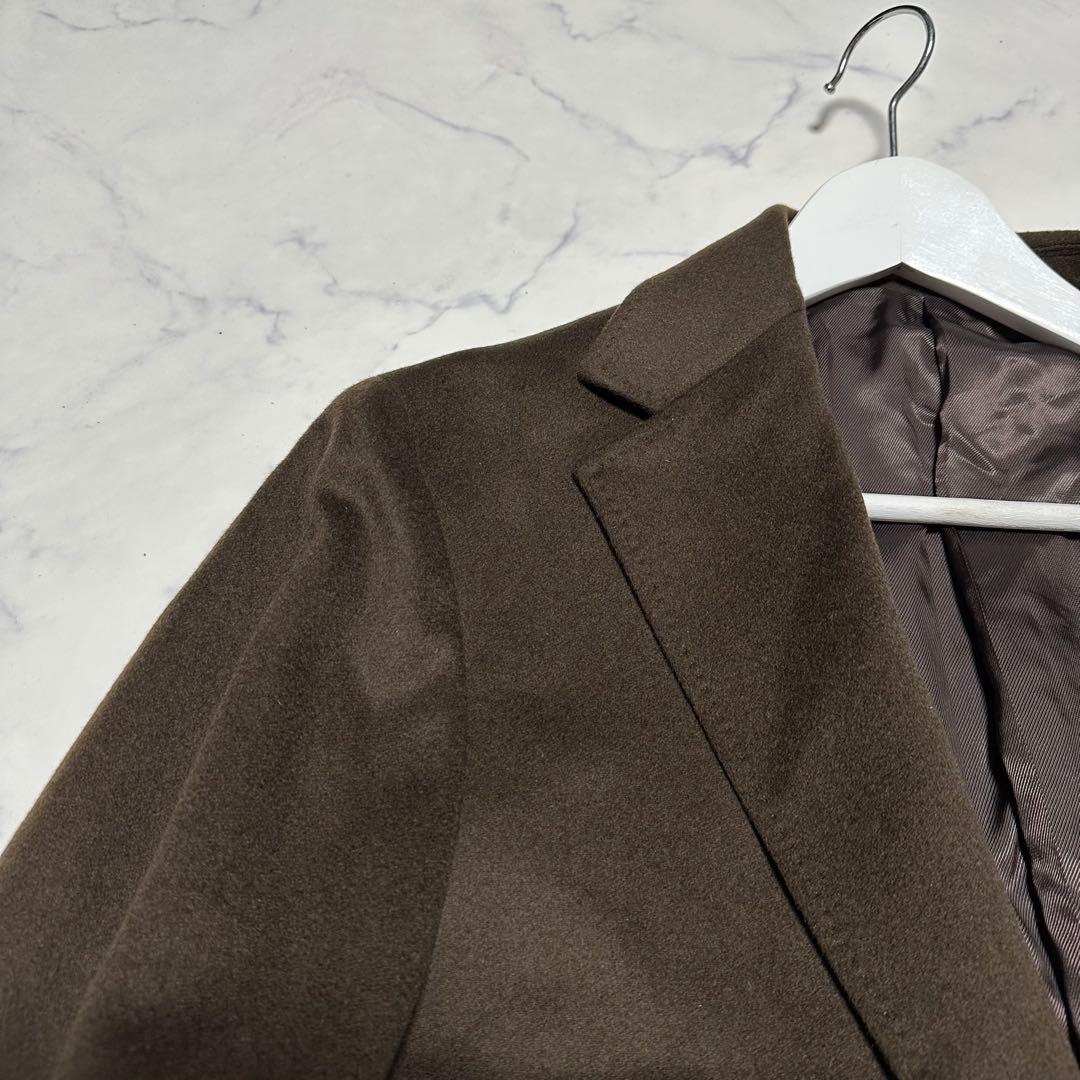 未使用級美品　エディフィス　カシミヤ混チェスターコート　茶色　スーパー140's