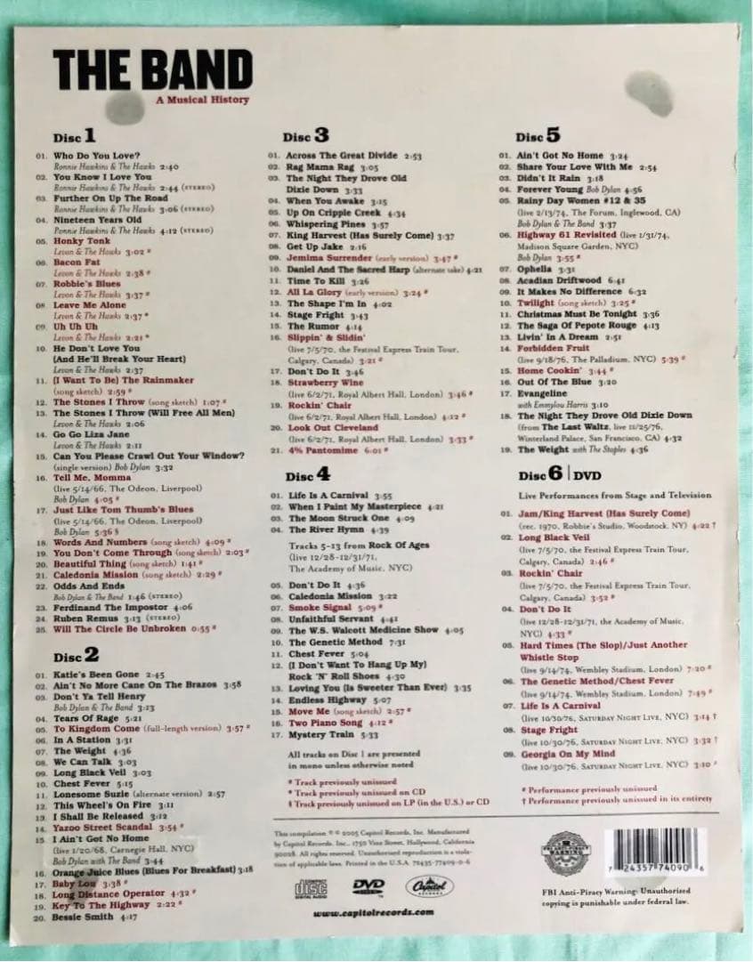 【限定ボックス5CD/1DVD】ザ・バンド　ミュージカルヒストリー