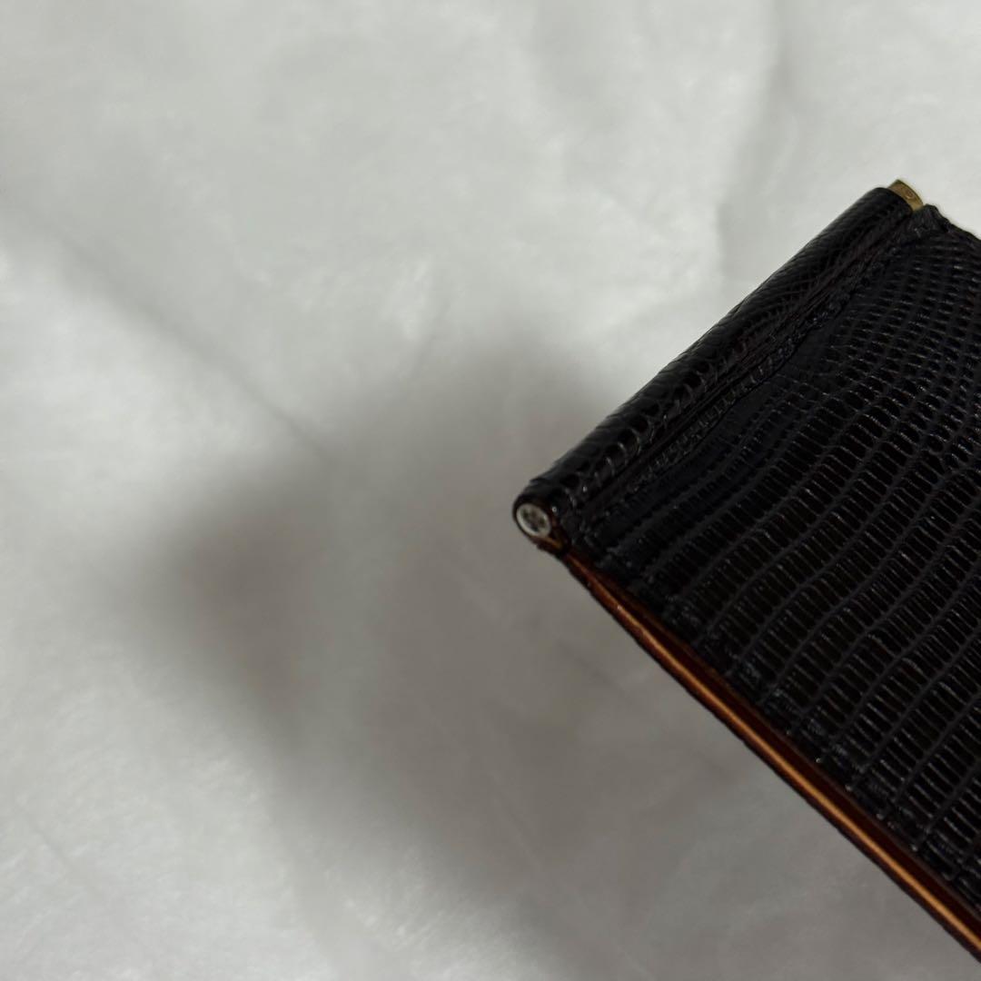 ⭐️未使用級⭐️ガンゾ　リザード　マネークリップ　小銭入れ　ブラック　レザー　セット