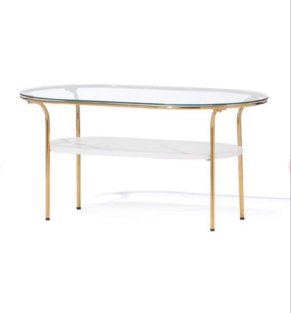 francfranc レガートコーヒーテーブル ゴールド×マーブルL(W950)