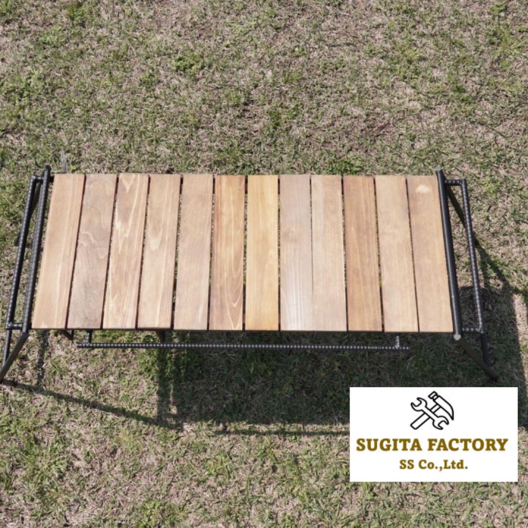 檜無垢材　タフまる対応アイアンテーブル　アイアンレッグ　キャンプテーブル　ソロ