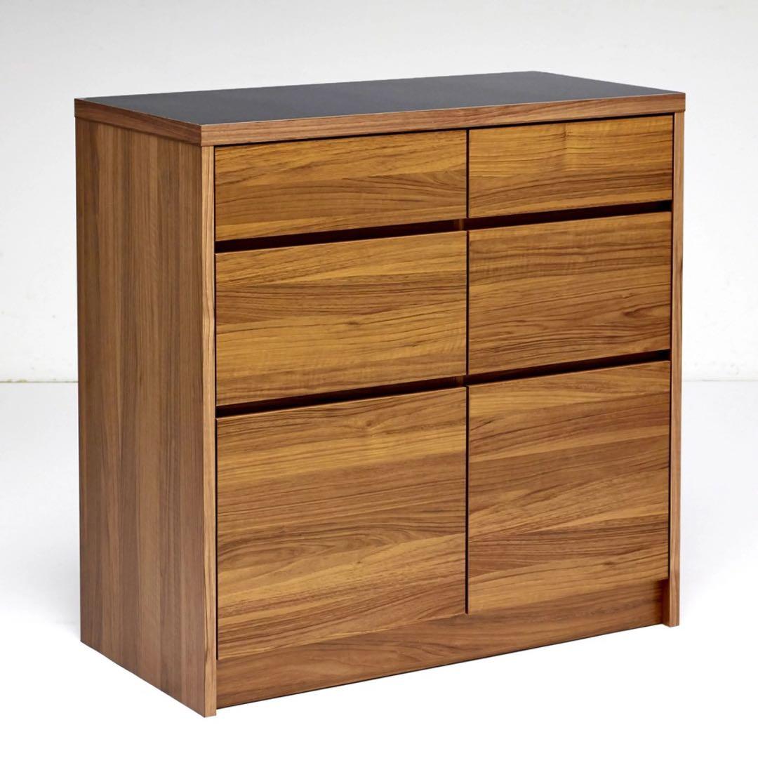 ウォールナット キッチンカウンター 収納力抜群