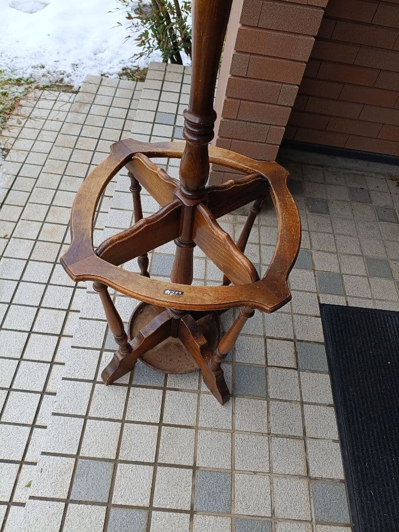 送料込！【オールドカリモク】 木製コート掛け＆傘立て