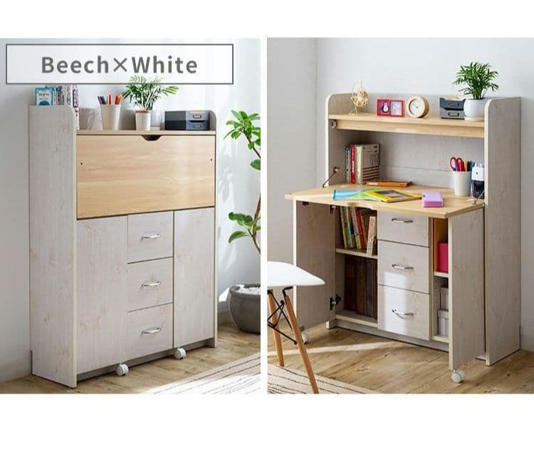 学習机 勉強机 デスク コンパクト 収納 折りたたみ　FJ-010-IR