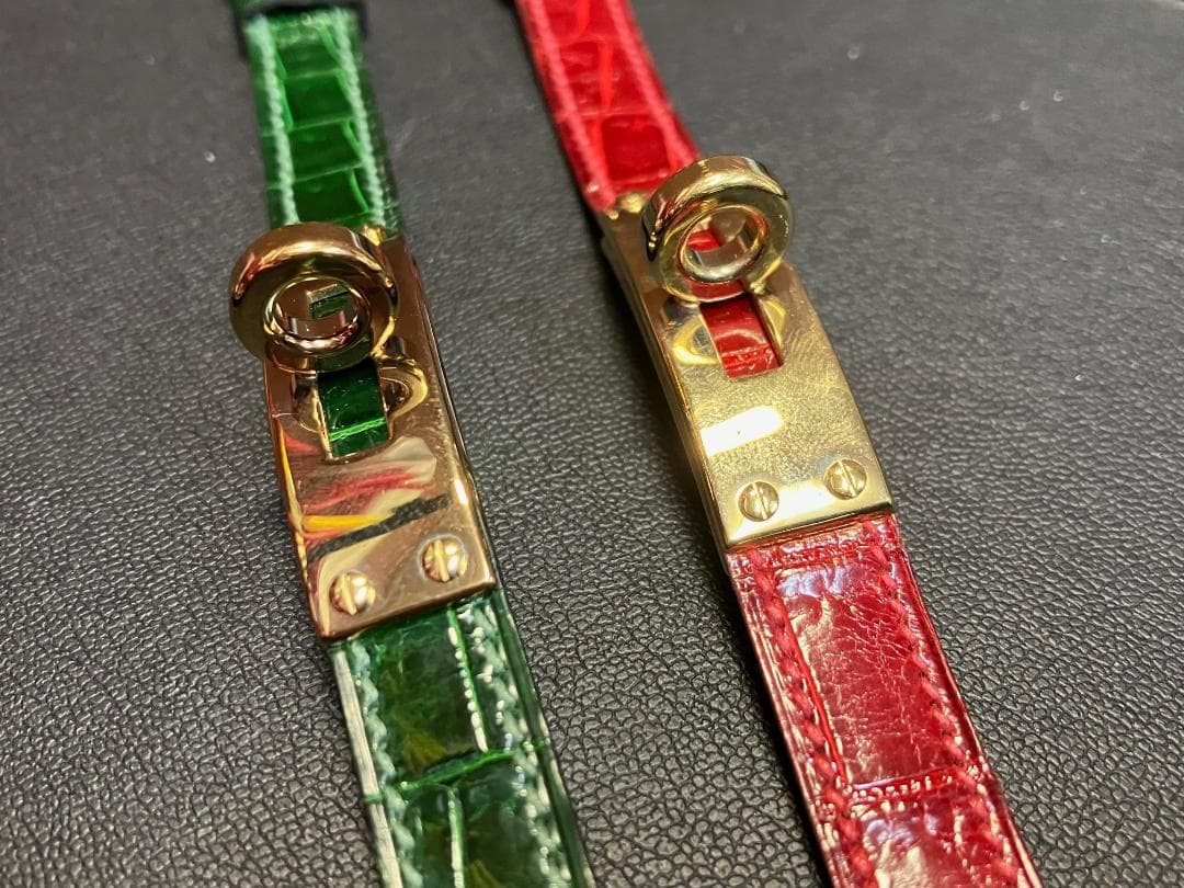 美品 HERMES エルメス ケリーウォッチ ベルト 2本まとめ クロコダイル