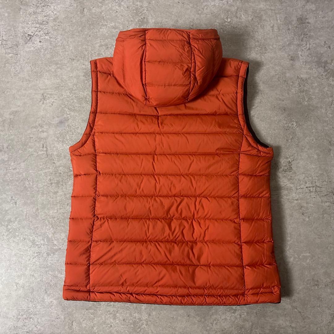 極美品■montbell モンベル【L】リバーシブル ダウンベスト フード