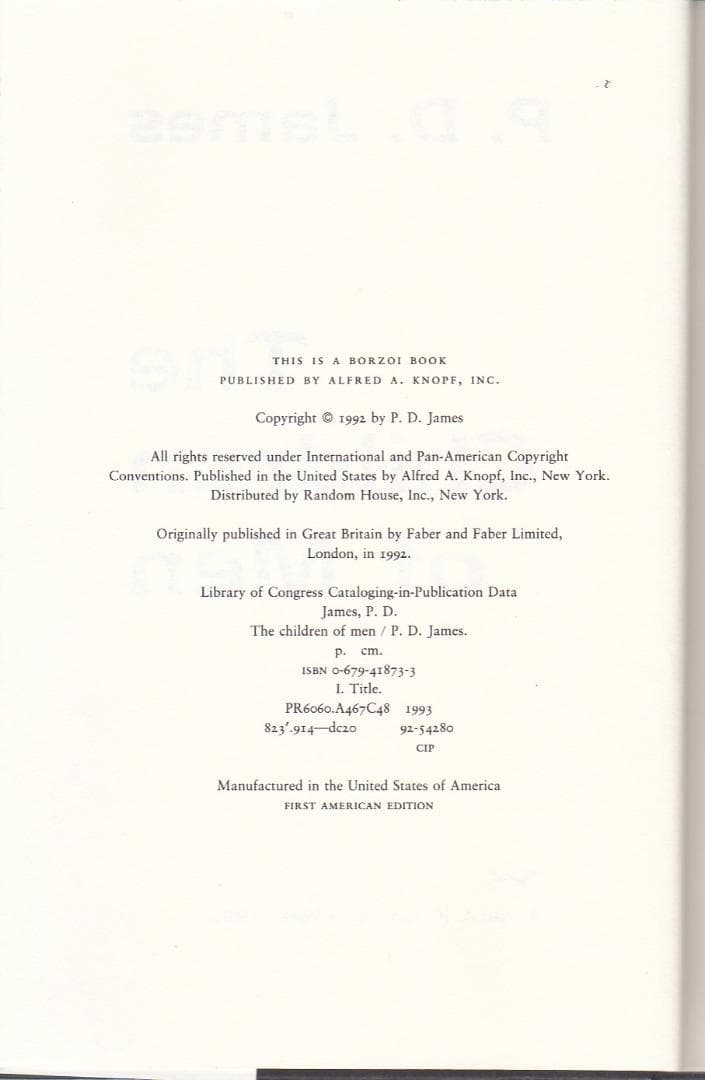 洋書05-The Children of Men P. D. ジェームス
