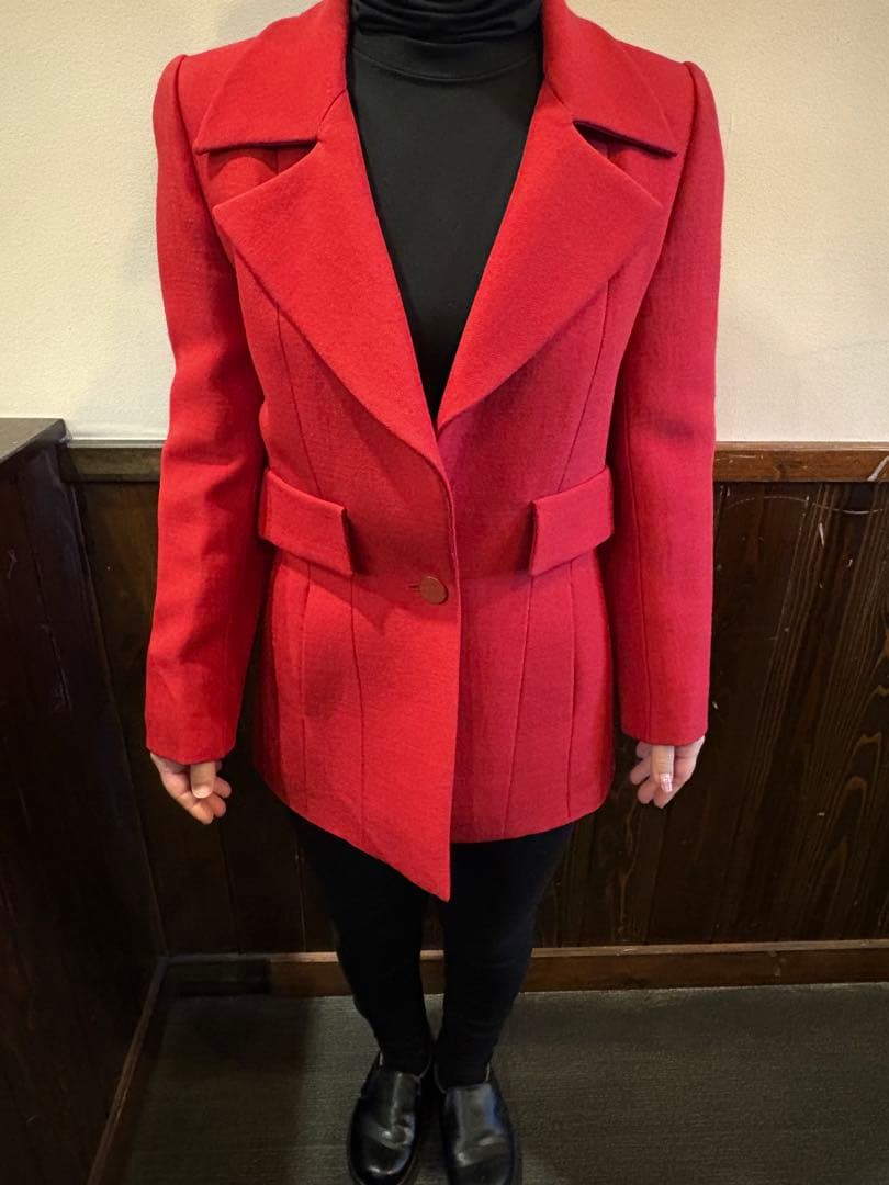 CHANEL テーラードジャケット レッド 34
