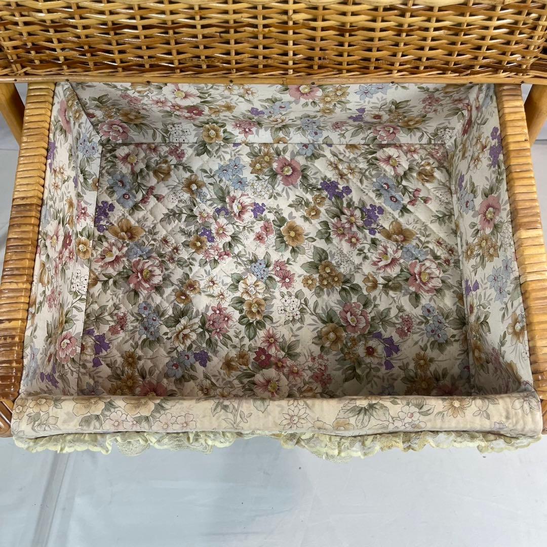 【良品】 ラタン チェスト 木製 昭和レトロ 3段 収納ボックス