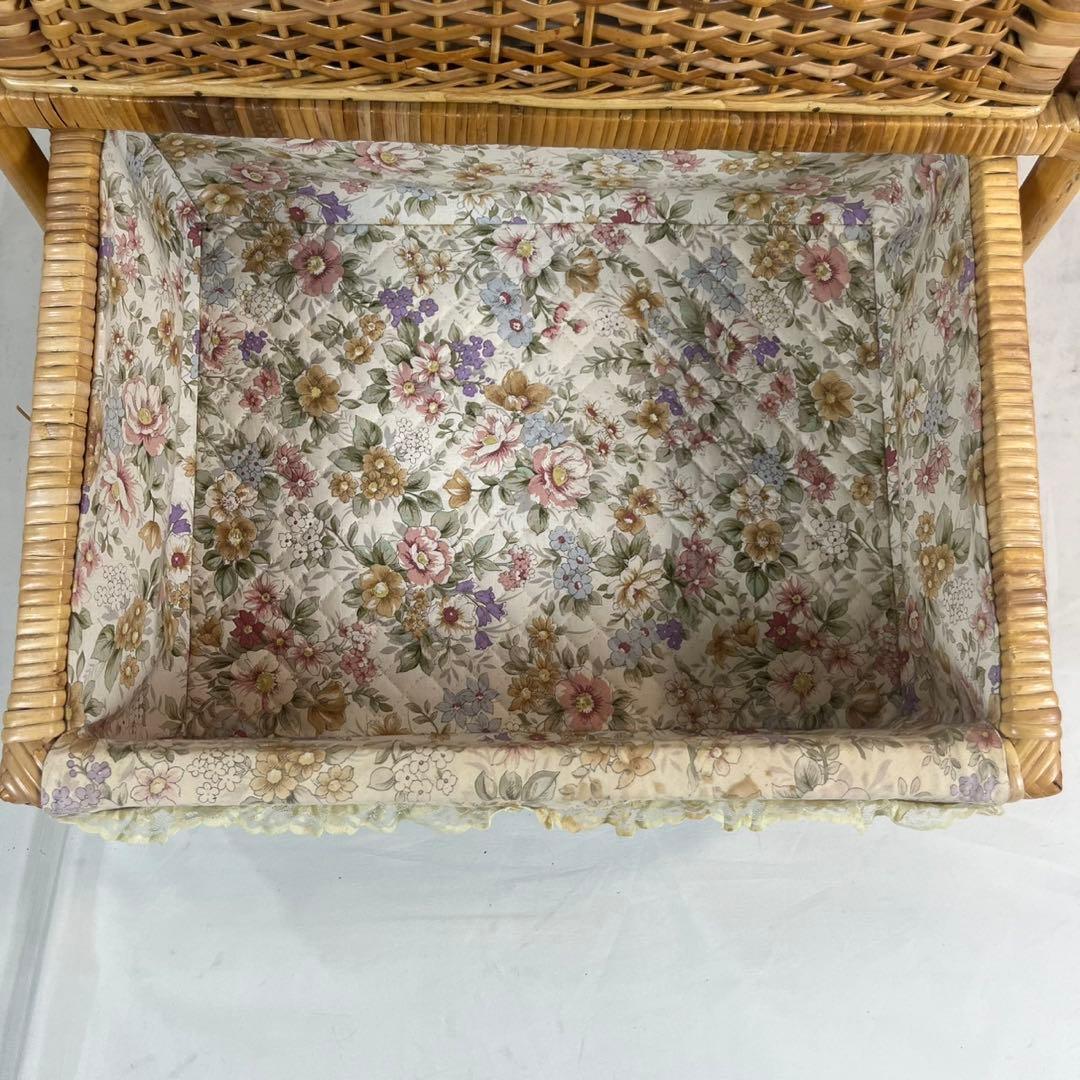 【良品】 ラタン チェスト 木製 昭和レトロ 3段 収納ボックス