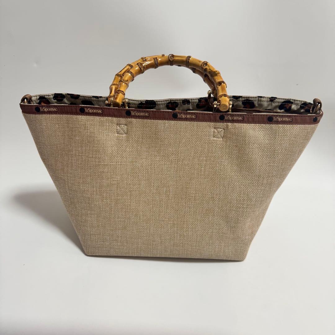 未使用級　レスポ　LeSportsac MEDBAMBOO ラフィアトートバッグ