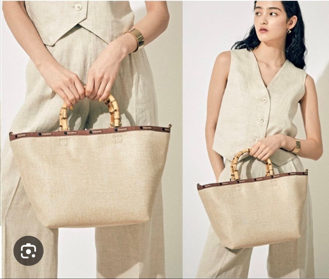 未使用級　レスポ　LeSportsac MEDBAMBOO ラフィアトートバッグ