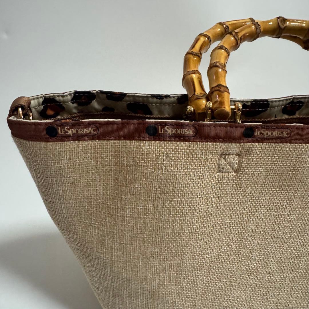 未使用級　レスポ　LeSportsac MEDBAMBOO ラフィアトートバッグ