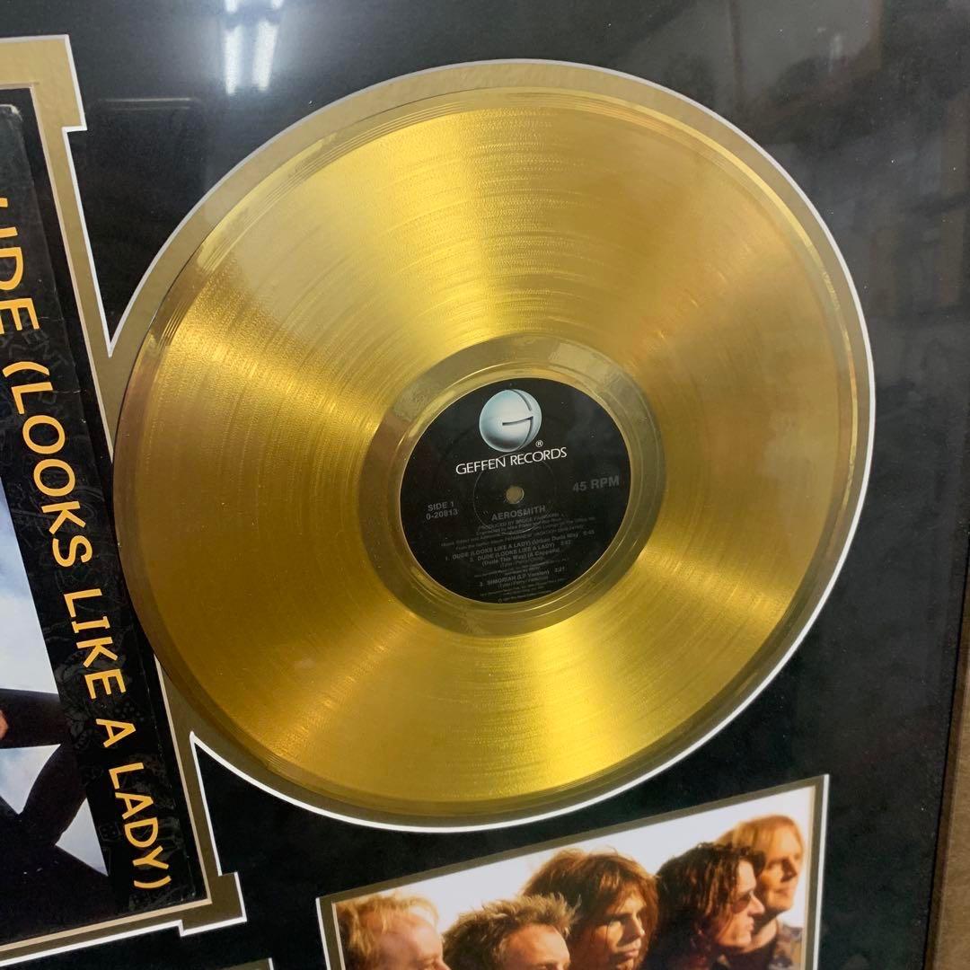 エアロスミス 直筆サイン入り ゴールドディスク 額装 鑑定品