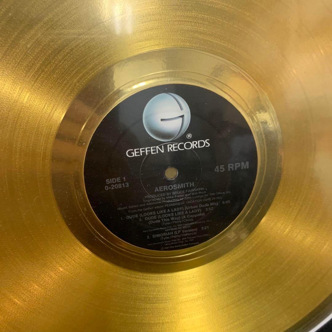 エアロスミス 直筆サイン入り ゴールドディスク 額装 鑑定品