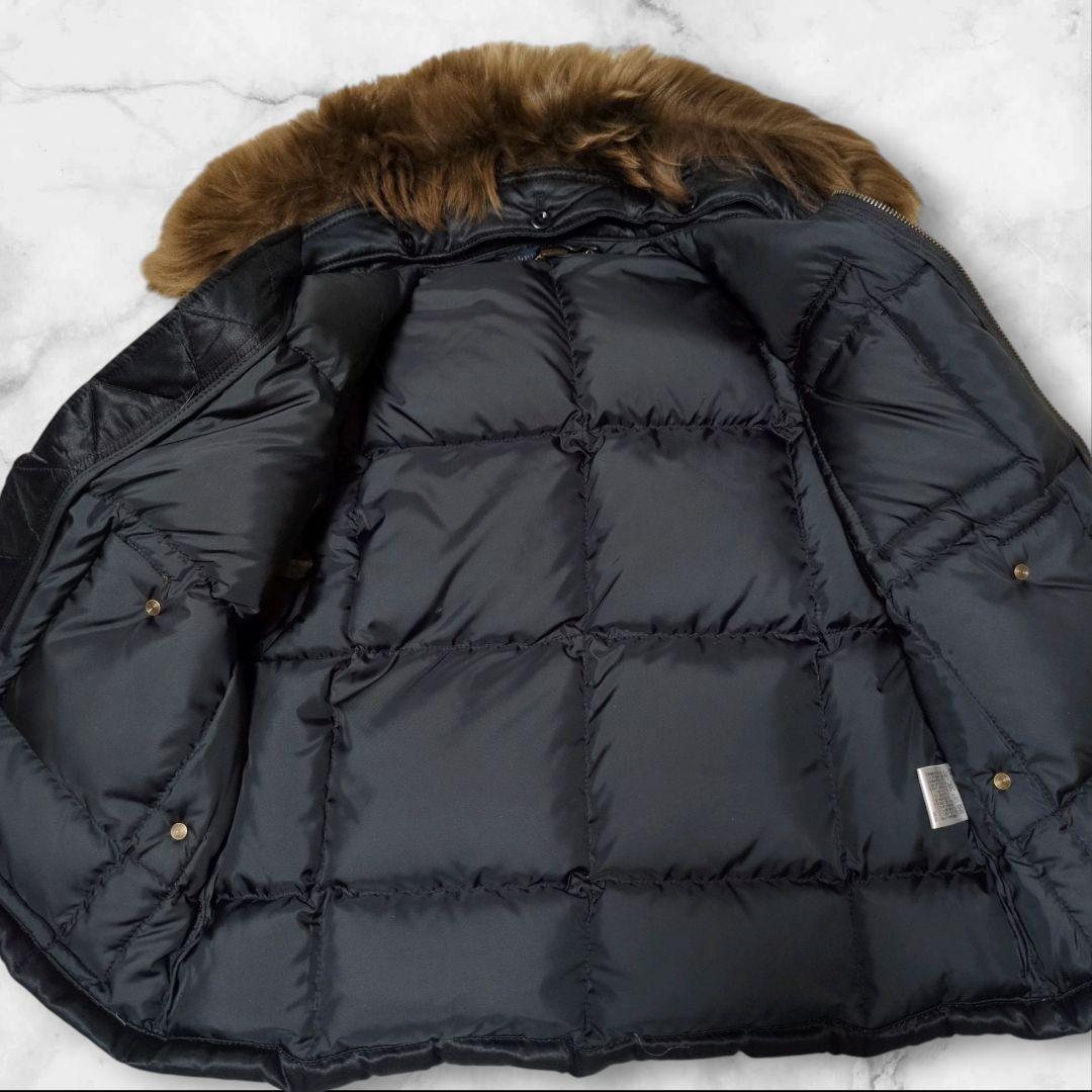 ラルフローレン コットン シルク ダウンベスト リアルファー 本革スエード