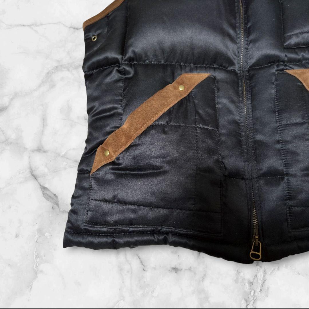 ラルフローレン コットン シルク ダウンベスト リアルファー 本革スエード