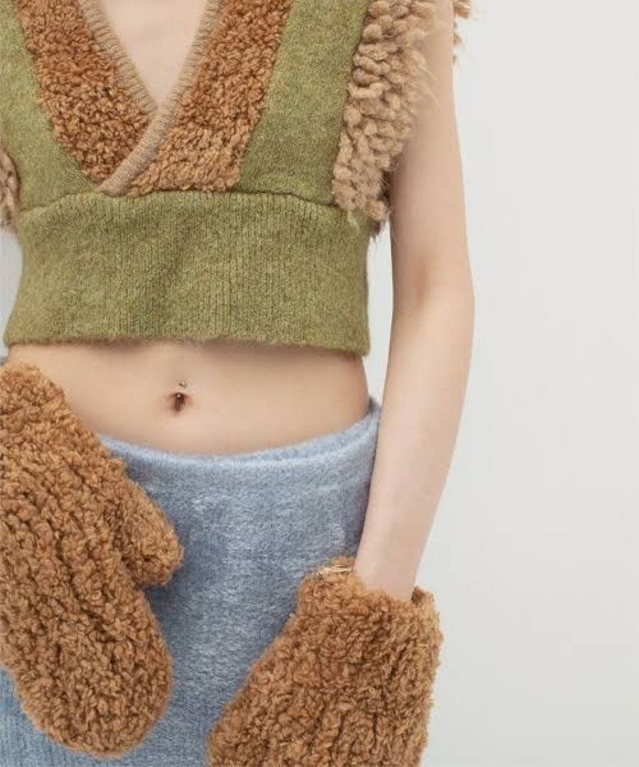 値下げ leinwande 手袋 紐付き ミトン アームカバー