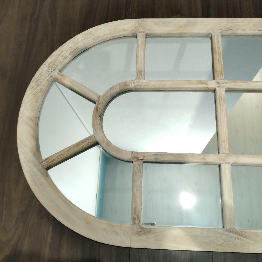 窓枠 窓風 ミラー 鏡 アンティーク調 シャビー 特大 大型 80×50cm