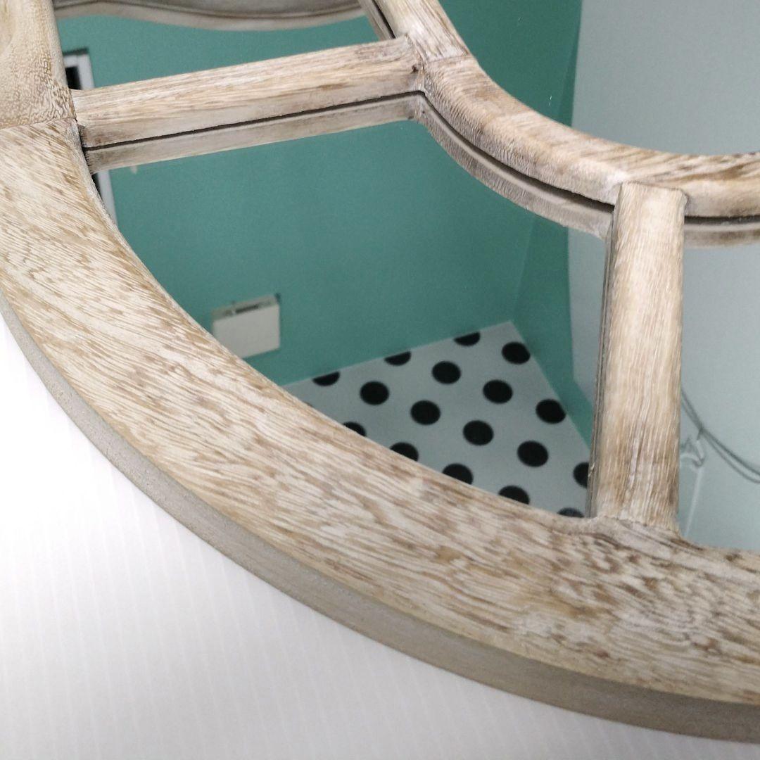 窓枠 窓風 ミラー 鏡 アンティーク調 シャビー 特大 大型 80×50cm