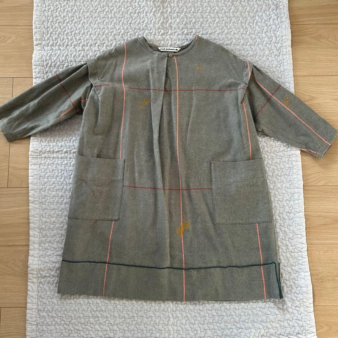 値下げしました。minni perhonen グレー チェック柄 ワンピース