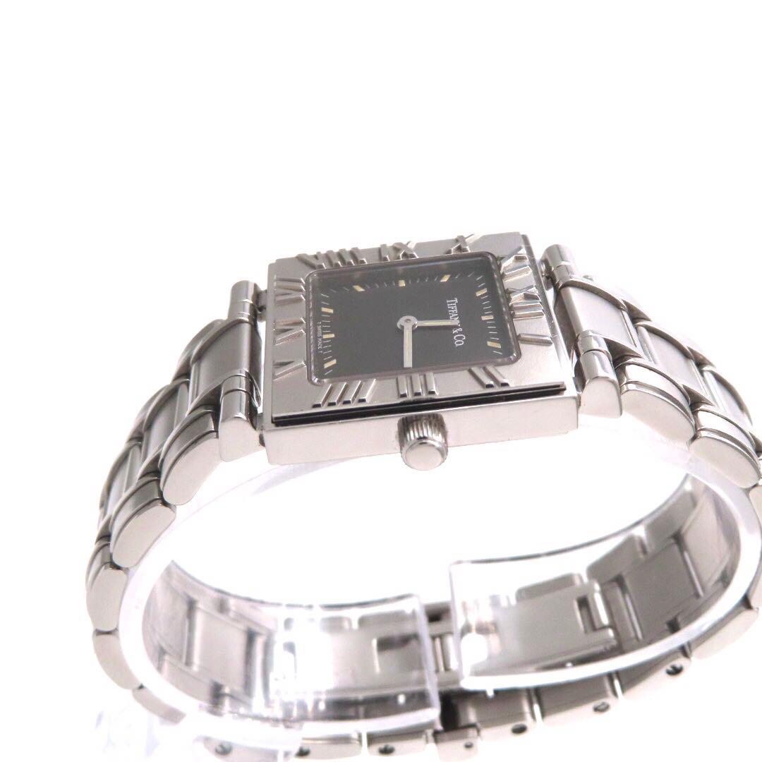 ☆極美品 \"アトラス スクエア ティファニー 時計 ガンブラック レディース