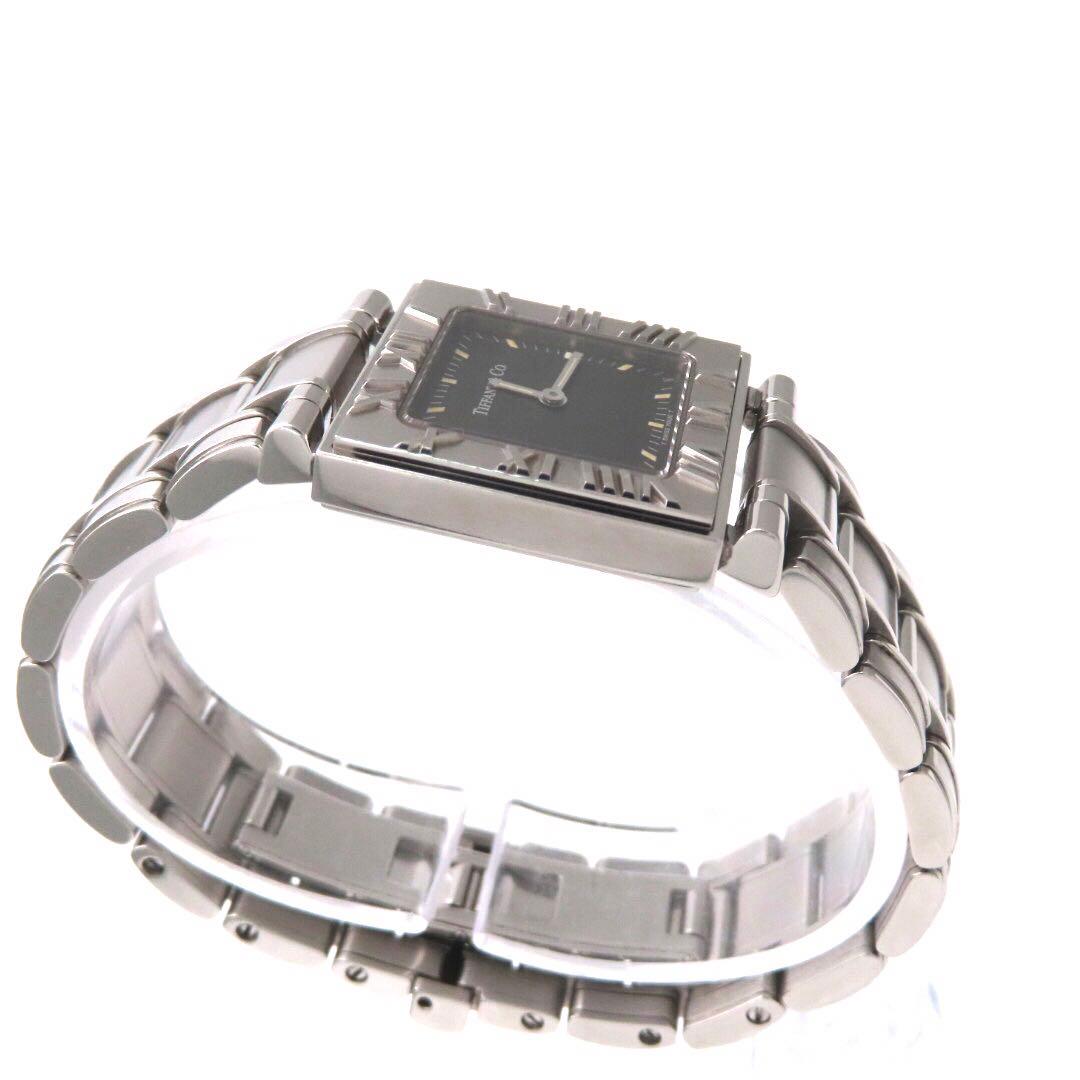 ☆極美品 \"アトラス スクエア ティファニー 時計 ガンブラック レディース